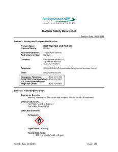 Material Safety Data Sheet Revision Date: [removed]Section 1: Product and Company Identification