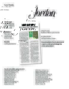 Case Study:  Challenge: How to profile Jordan Winery nationwide