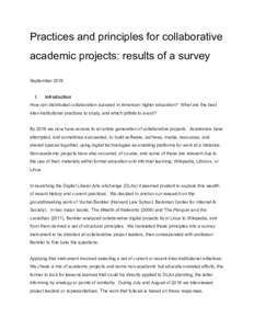 Practices   and   principles   for   collaborative  academic   projects:   results   of   a  survey    September   2016    I.