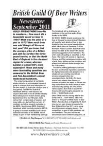 British Guild Of Beer Writers Newsletter September 2011 Guild strengthens benefits to members… How much did a