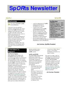SpORts Newsletter Issue No. 1 Spring[removed]Welcome
