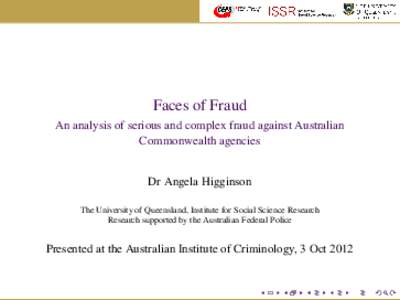 Faces of Fraud - An analysis of serious and complex fraud against Australian Commonwealth agencies