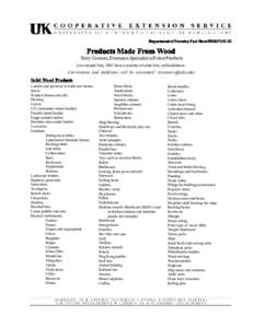 Department of Forestry Fact Sheet FORFS[removed]Pr oducts Made Fr om Wood Products