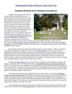 Genealogical Guide to Monroe County, NY - chapter 3 - cemetery records