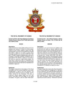 A-DH[removed]AF-003  THE ROYAL REGIMENT OF CANADA THE ROYAL REGIMENT OF CANADA