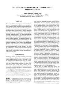 BAYESIAN METER TRACKING ON LEARNED SIGNAL REPRESENTATIONS Andre Holzapfel, Thomas Grill Austrian Research Institute for Artificial Intelligence (OFAI) , 