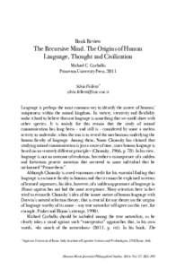 Book Review  The Recursive Mind. The Origins of Human Language, Thought and Civilization Michael C. Corballis Princeton University Press, 2011