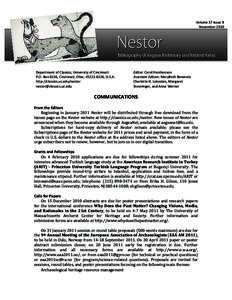 Volume 37 Issue 8  November 2010  Nestor Bibliography of Aegean Prehistory and Related Areas