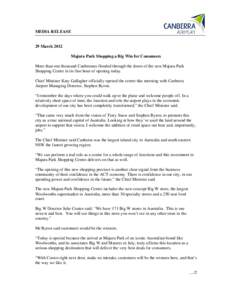 Microsoft Word - Majura Park Shopping Centre Opens - Media Release[removed]doc