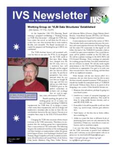 IVS Newsletter Issue 19, December 2007 Working Group on ‘VLBI Data Structures’ Established – John