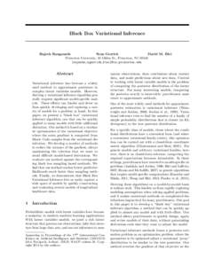 Black Box Variational Inference  Rajesh Ranganath Sean Gerrish David M. Blei Princeton University, 35 Olden St., Princeton, NJ 08540