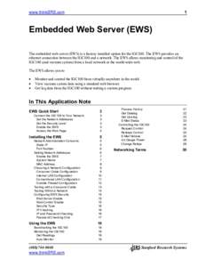 www.thinkSRS.com  1 Embedded Web Server (EWS) The embedded web server (EWS) is a factory installed option for the IGC100. The EWS provides an