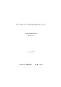 Problems in Elementary Number Theory  Peter Vandendriessche Hojoo Lee  July 11, 2007