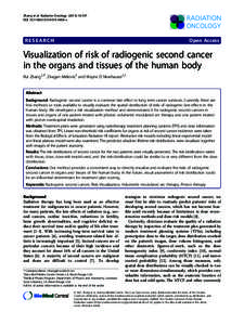 Visualization of risk of radiogenic second cancer in the organs and tissues of the human body