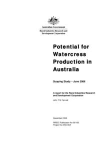 Potential for Watercress Production in Australia Scoping Study – June 2006