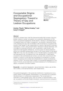 Concealable Stigma and Occupational Segregation: Toward a Theory of Gay and Lesbian Occupations