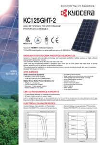 KC125GHT-2 HIGH EFFICIENCY POLYCRYSTALLINE PHOTOVOLTAIC MODULE   