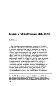 Towards a political economy of the USSR