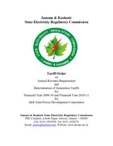 Jammu & Kashmir State Electricity Regulatory Commission Tariff Order on Annual Revenue Requirement