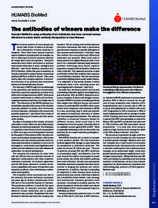 ADVERTISEMENT FEATURE  HUMABS BioMed www.humabs.c om  The antibodies of winners make the difference