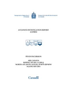 AVIATION INVESTIGATION REPORT A11F0012 PITCH EXCURSION AIR CANADA BOEING[removed], C-GHLQ