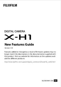 New Features Guide Version 1.10 Features added or changed as a result of firmware updates may no longer match the descriptions in the documentation supplied with this product. Visit our website for information on the upd