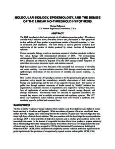 MOLECULAR BIOLOGY, EPIDEMIOLOGY, AND THE DEMISE OF THE LINEAR NO-THRESHOLD HYPOTHESIS