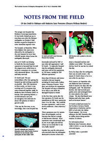 The Australian Journal of Emergency Management, Vol. 21 No. 4, November[removed]NOTES FROM THE FIELD Dr Ian Smith in Pakistan with Medecins Sans Frontieres (Doctors Without Borders)  The unique tent hospital that