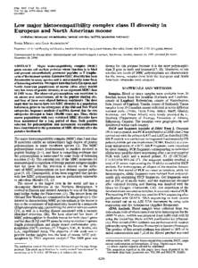 Proc. Natl. Acad. Sci. USA Vol. 92, pp, May 1995 Genetics Low major histocompatibility complex class II European and North American moose