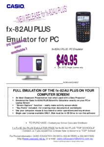 fx-82AU PLUS Emulator for PC fx-82AU PLUS PC Emulator