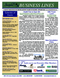 BUSINESS LINES A MONTHLY PUBLICATION OF THE GREATER SANDPOINT CHAMBER OF COMMERCE ▪ SEPTEMBER 2008 ▪ www.sandpointchamber.com Calendar of Events SEPTEMBER 2008