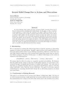 Journal of Artificial Intelligence Research304  Submitted 7/10; published 1/11 Iterated Belief Change Due to Actions and Observations Aaron Hunter
