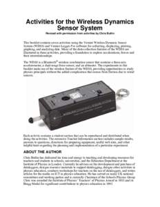 Activities for the Wireless Dynamics Sensor System