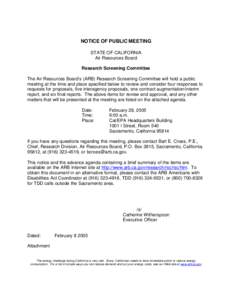 Research Activity: RSC Public Meeting Notice