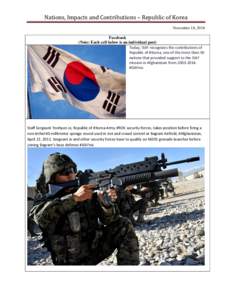 Nations, Impacts and Contributions – Republic of Korea
