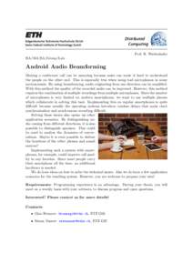 Distributed Computing Prof. R. Wattenhofer BA/MA/SA/Group/Lab:  Android Audio Beamforming