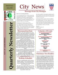 Volume 8, Issue 1 January, 2015 City News Message from City Manager Dear City of Laurinburg Residents,