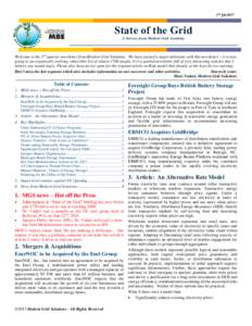 2nd Qtr2017  State of the Grid A Service from Modern Grid Academy  Welcome to the 2nd quarter newsletter from Modern Grid Solutions. We have passed a major milestone with this newsletter – it is now