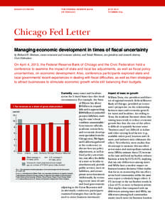 Managing economic development in times of fiscal uncertainty;