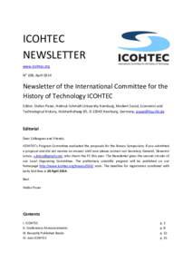 ICOHTEC NEWSLETTER www.icohtec.org No 108, AprilNewsletter of the International Committee for the