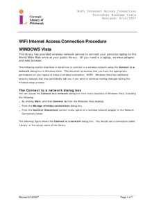WiFi Internet Access Connection Procedure Windows Vista