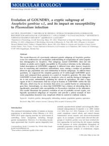 Molecular Ecology, 1494–1510  doi: mecEvolution of GOUNDRY, a cryptic subgroup of Anopheles gambiae s.l., and its impact on susceptibility