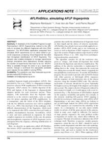 BIOINFORMATICS APPLICATIONS NOTE  Vol. 19 no, pages 776–777 DOI: bioinformatics/btg090  AFLPinSilico, simulating AFLP fingerprints
