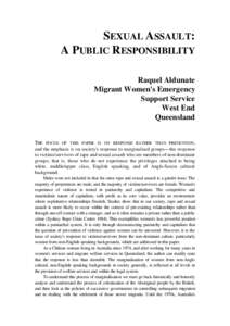 Sexual assault : a public responsibility