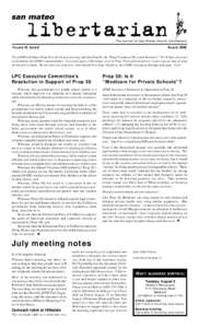 The journal for San Mateo County Libertarians  VOLUME 10, ISSUE 6 AUGUST 2000