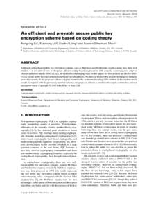 SECURITY AND COMMUNICATION NETWORKS Security Comm. Networks[removed]Published online in Wiley Online Library (wileyonlinelibrary.com). DOI: [removed]sec.274 RESEARCH ARTICLE