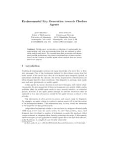 Environmental Key Generation towards Clueless Agents James Riordan? School of Mathematics University of Minnesota Minneapolis, MN 55455