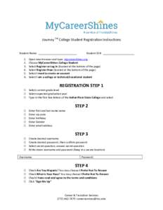 Journey TM College Student Registration Instructions  Student Name: .
