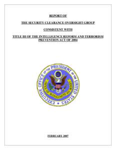 Report of the Security Clearance Oversight Group
