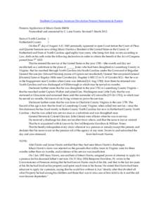 Southern Campaign American Revolution Pension Statements & Rosters Pension Application of Isham Harris R4654 Transcribed and annotated by C. Leon Harris. Revised 5 March[removed]State of North Carolina } Rutherford County 